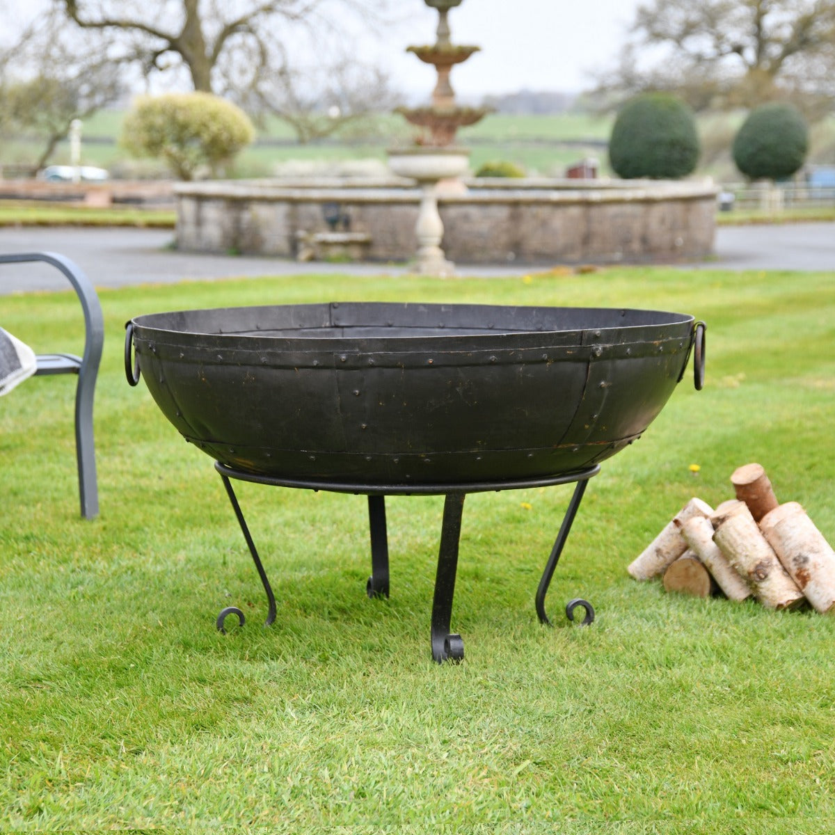 Iron Kadai Fire Bowl with Stand 
