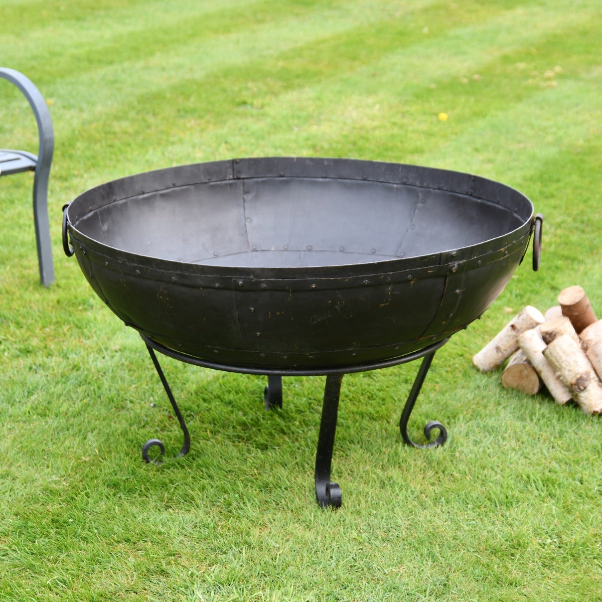 Close up of Iron Kadai Fire Bowl 