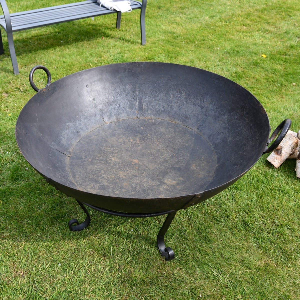 View inside Iron Kadai Fire Bowl- 100cm
