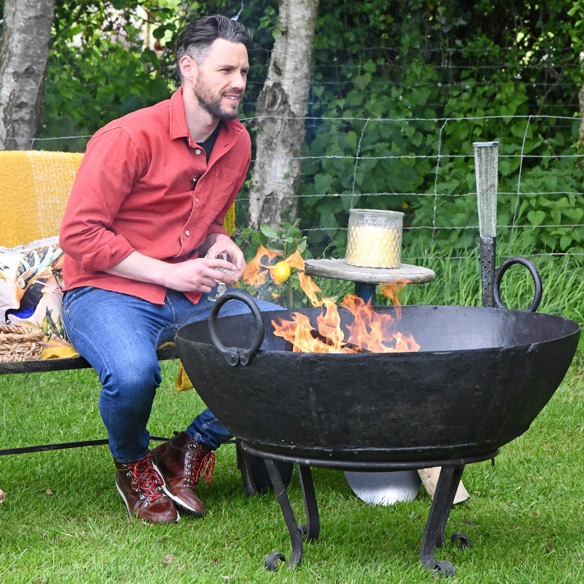 100cm Diameter Wrought Iron Kadai Fire Bowl