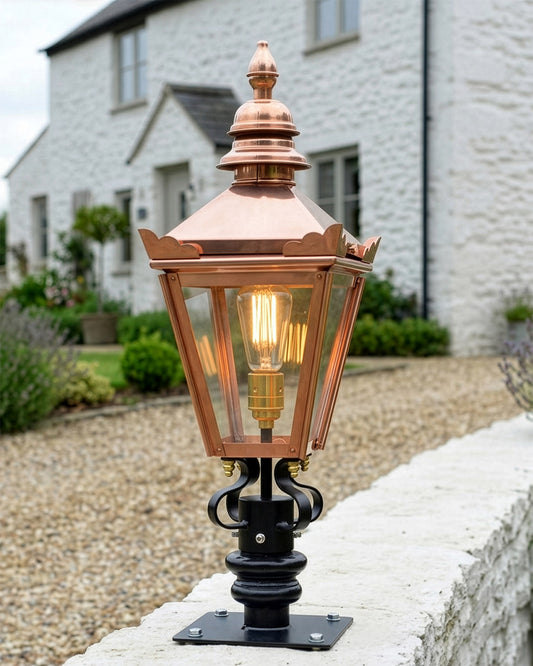 Copper 'Kensington' Lantern & Pillar Post Set 64cm Digital Illustration