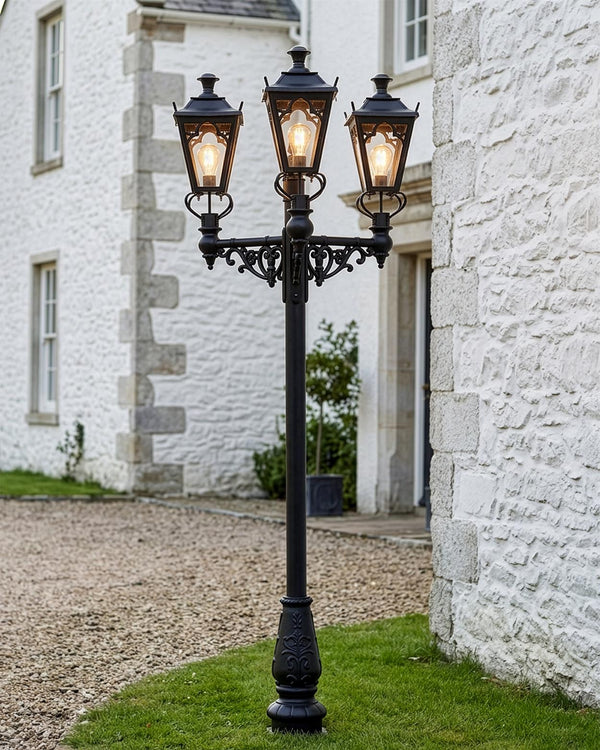 “Windsor” Triple Head Gothic Lantern and Lamp Post Set