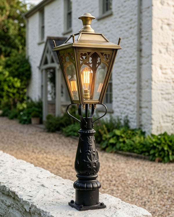 Brass Gothic Mini Victorian Lamp post set