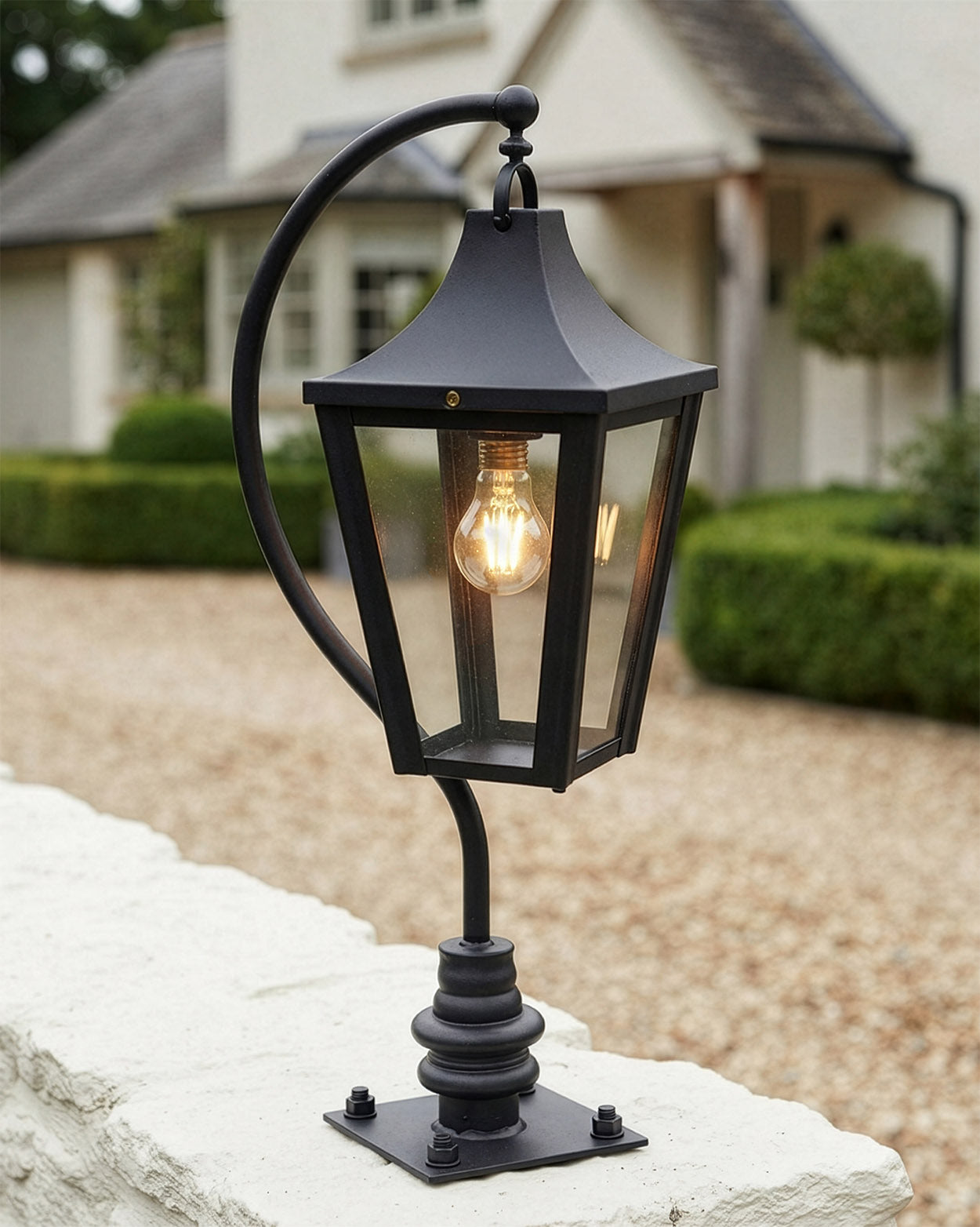 Black Swan Neck Driveway Pillar Light - 97cm Digital Illustration