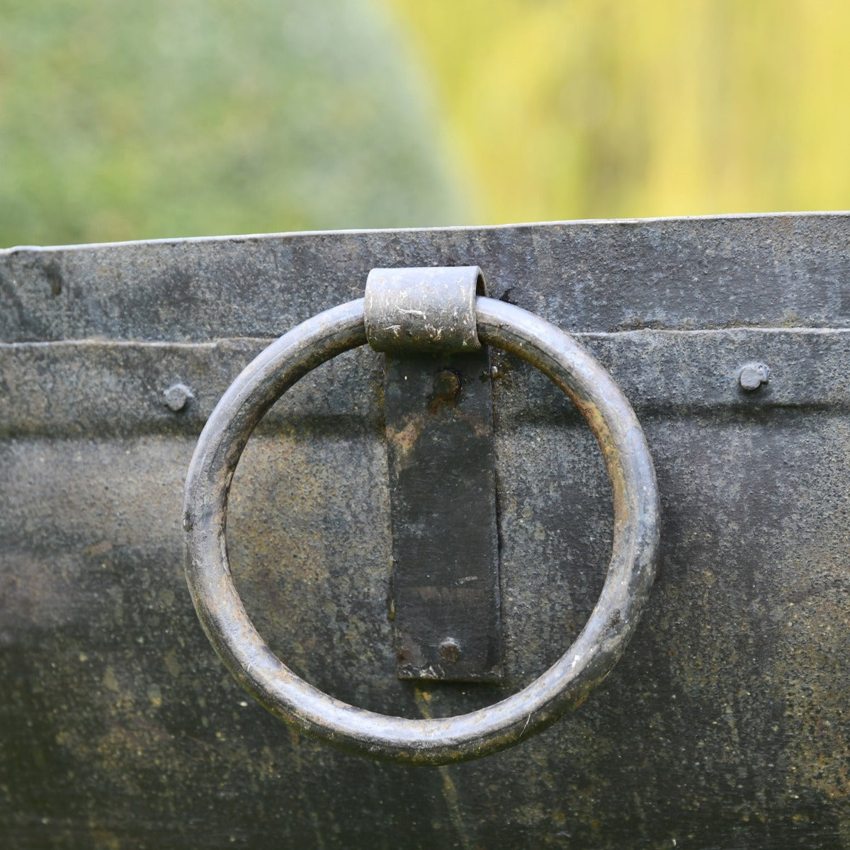 Close up of drop handles on Iron Kadai Bowl 