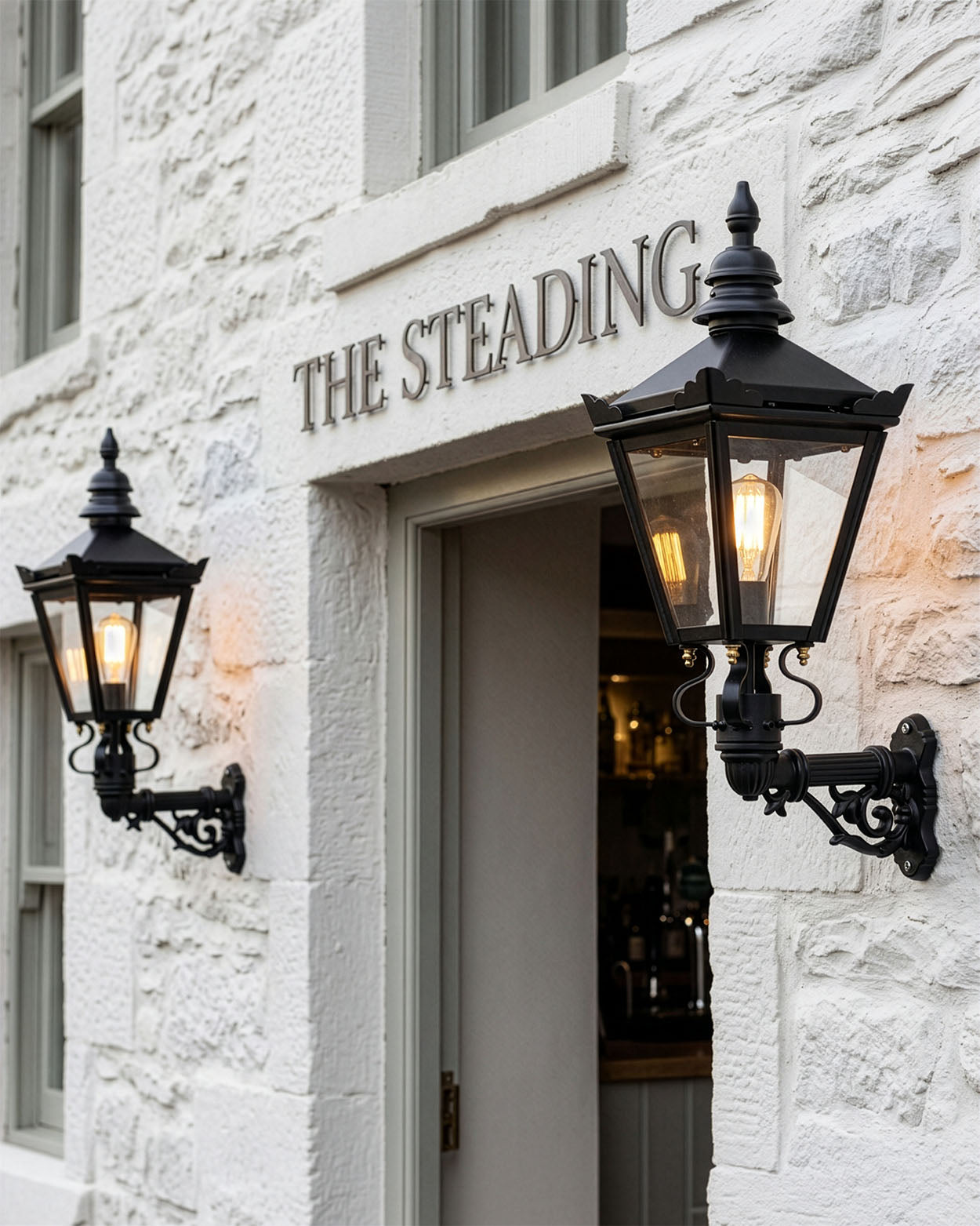 Pair of Black 'Kensington' Pub Wall Lantern