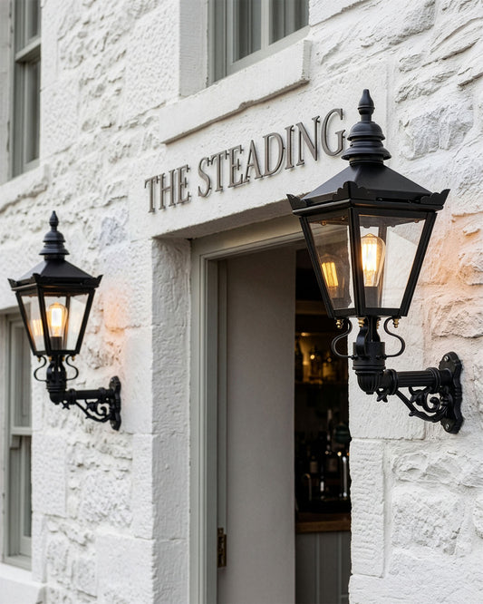 Pair of Black 'Kensington' Pub Wall Lantern