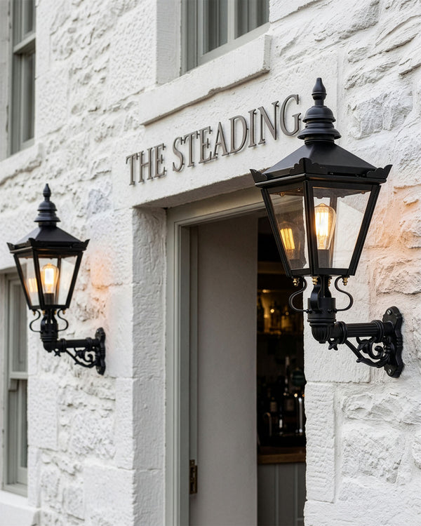 Pair of Black 'Kensington' Pub Wall Lantern
