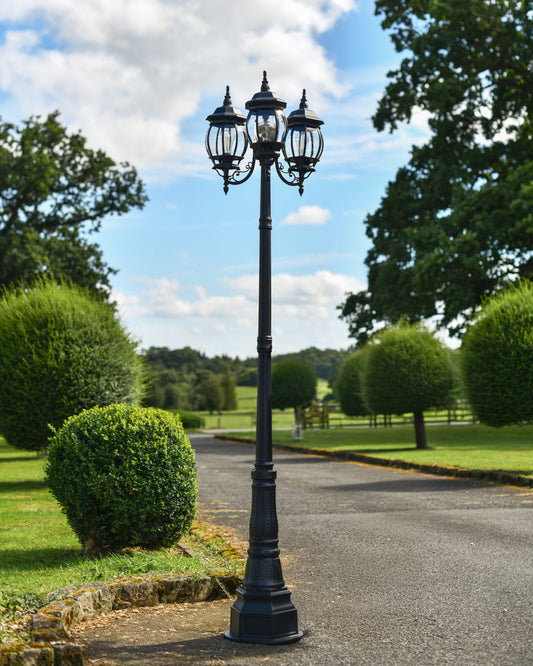 Victorian-inspired triple-head lamp post