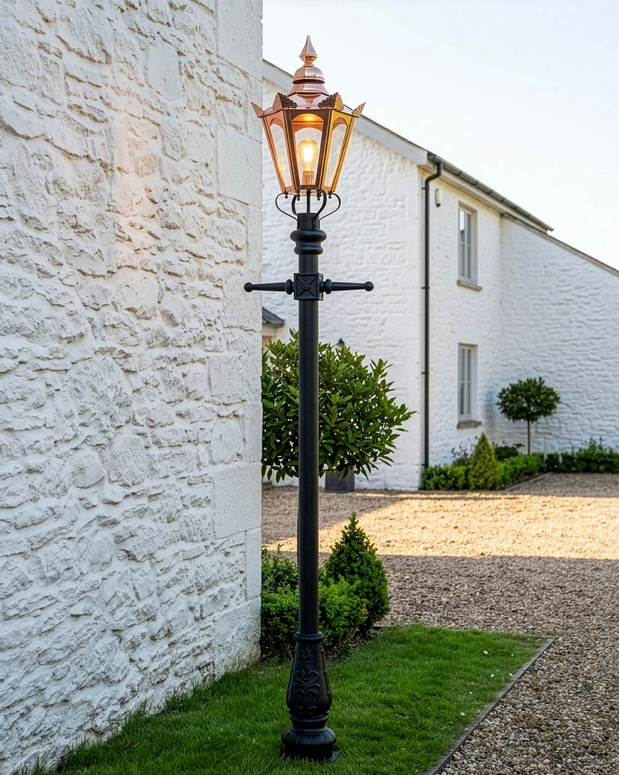 Copper Hexagonal Garden Lamp Post Digital Illustration
