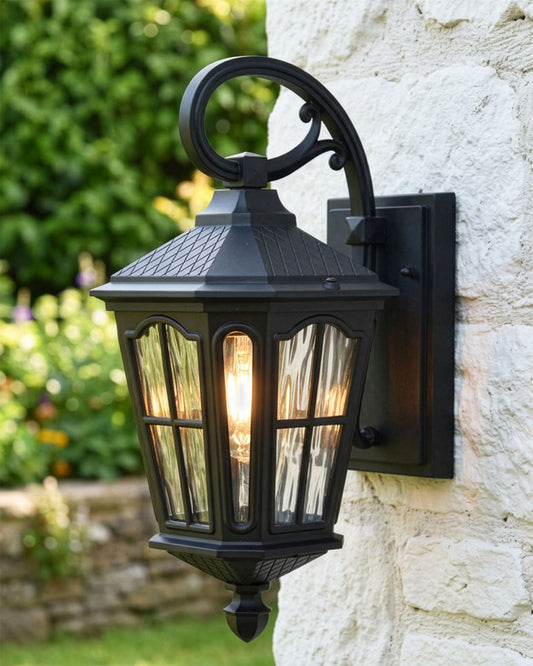 TRADITIONAL BLACK VICTORIAN FISHHOOK WALL LANTERN Digital Illustration