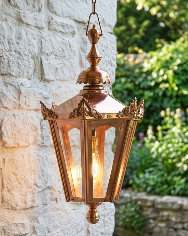 Copper Hexagon Hanging Lantern