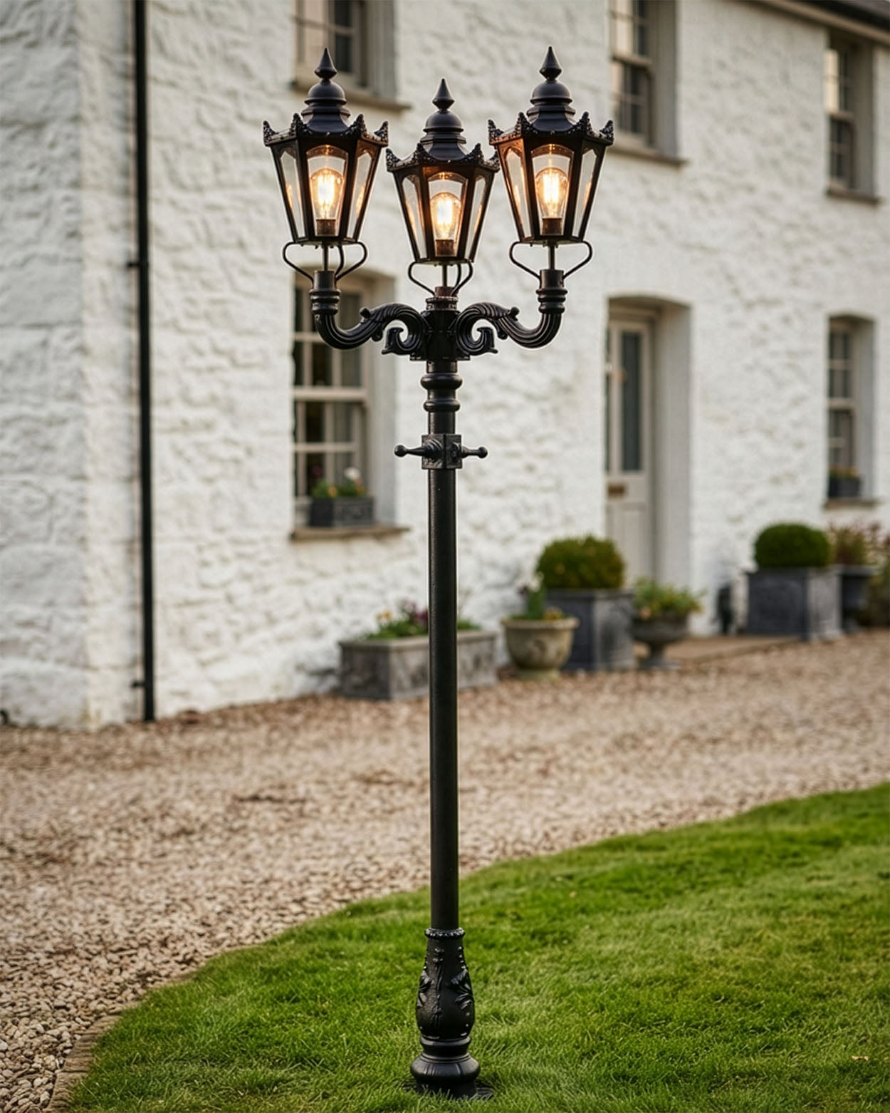 Deluxe Triple Head Hexagonal Victorian Lamp Post Digital Illustration