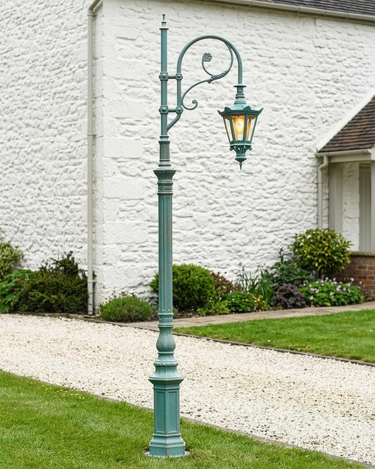 2.5m Antique Blue Deluxe Swan Neck Cast Iron Lamp Post Digital Illustration