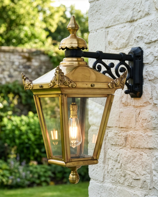 'Padworth' Large Antique Brass Top Fix Wall Light