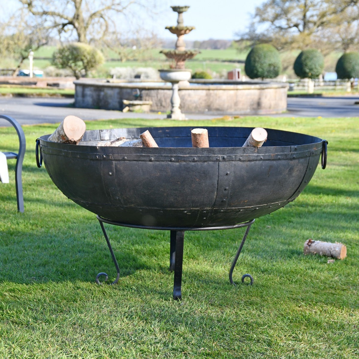 Kadai Fire Bowl with Stand and Wood 