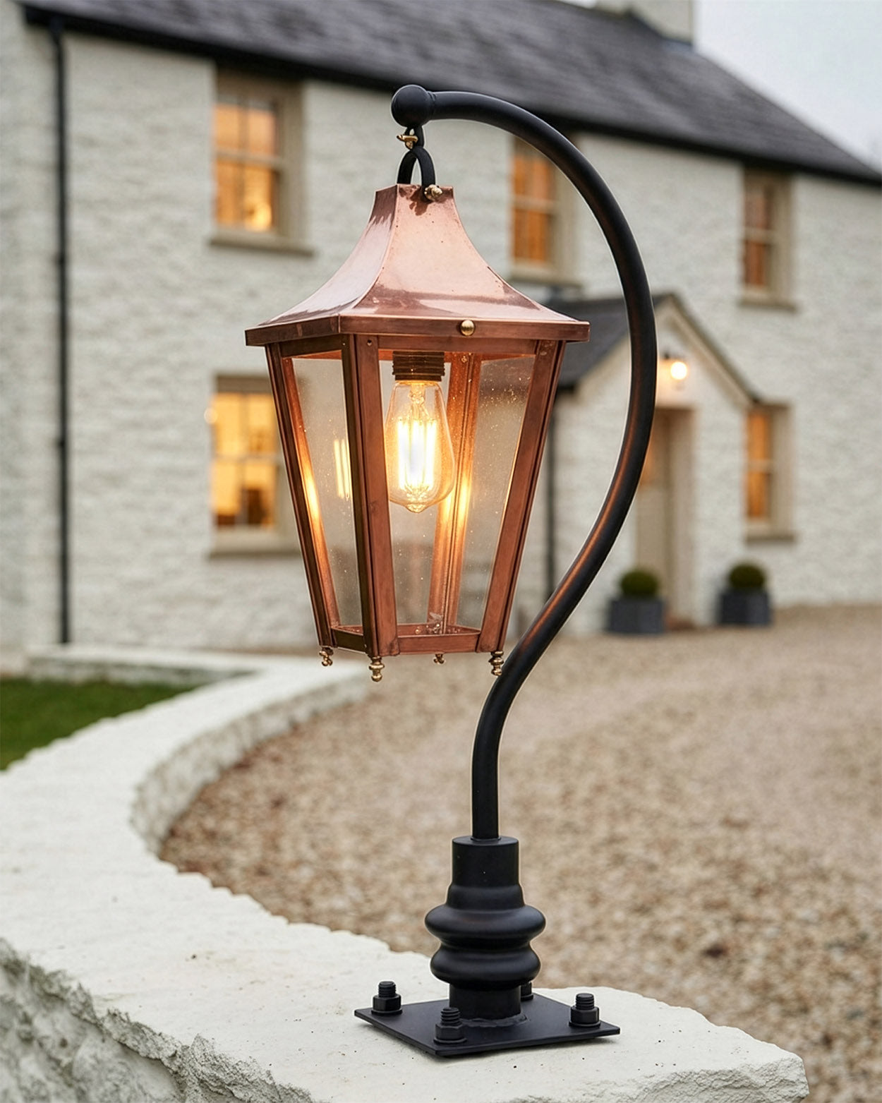 Copper Swan Neck Driveway Post Light - 97cm Digital Illustration