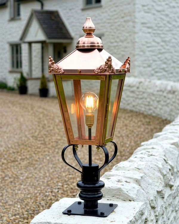 Victorian Copper Lantern & Pillar Post - 83cm