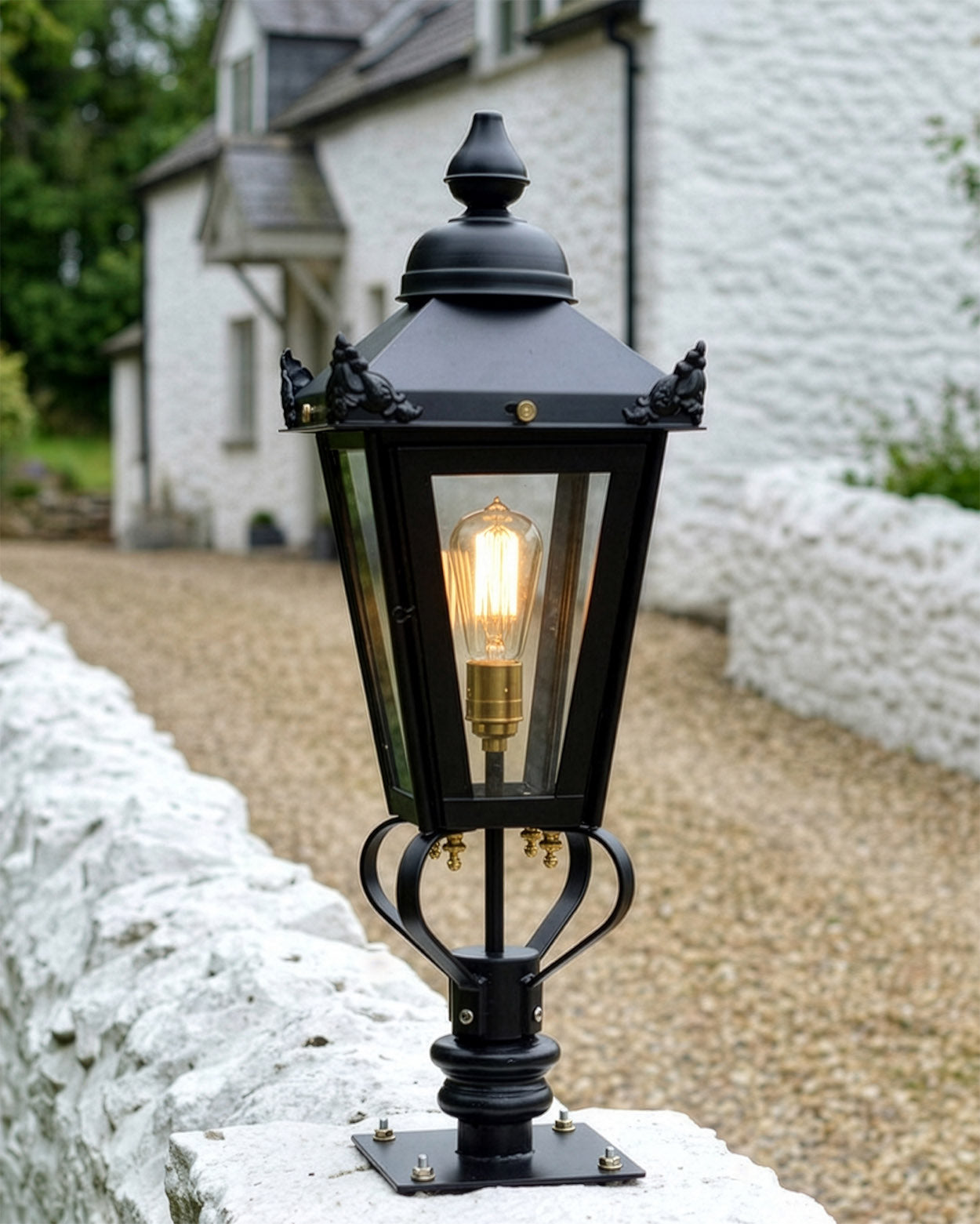 Black Victorian Lantern & Pillar Post - 71cm Digital Illustration