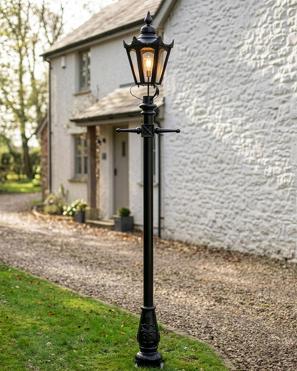 Large Black Victorian Hexagon Lamp Post - 3.25m Digital Illustration