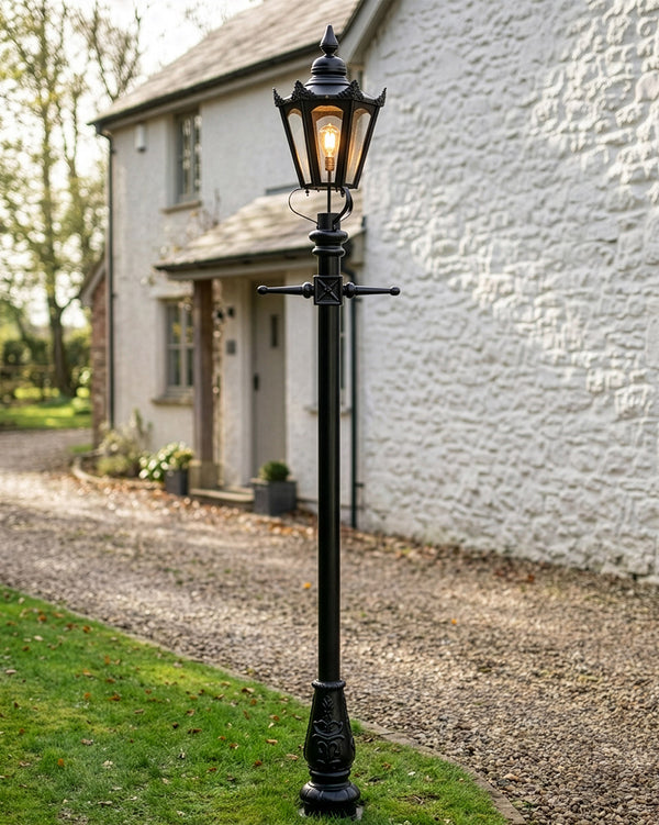 Large Black Victorian Hexagon Lamp Post - 3.25m