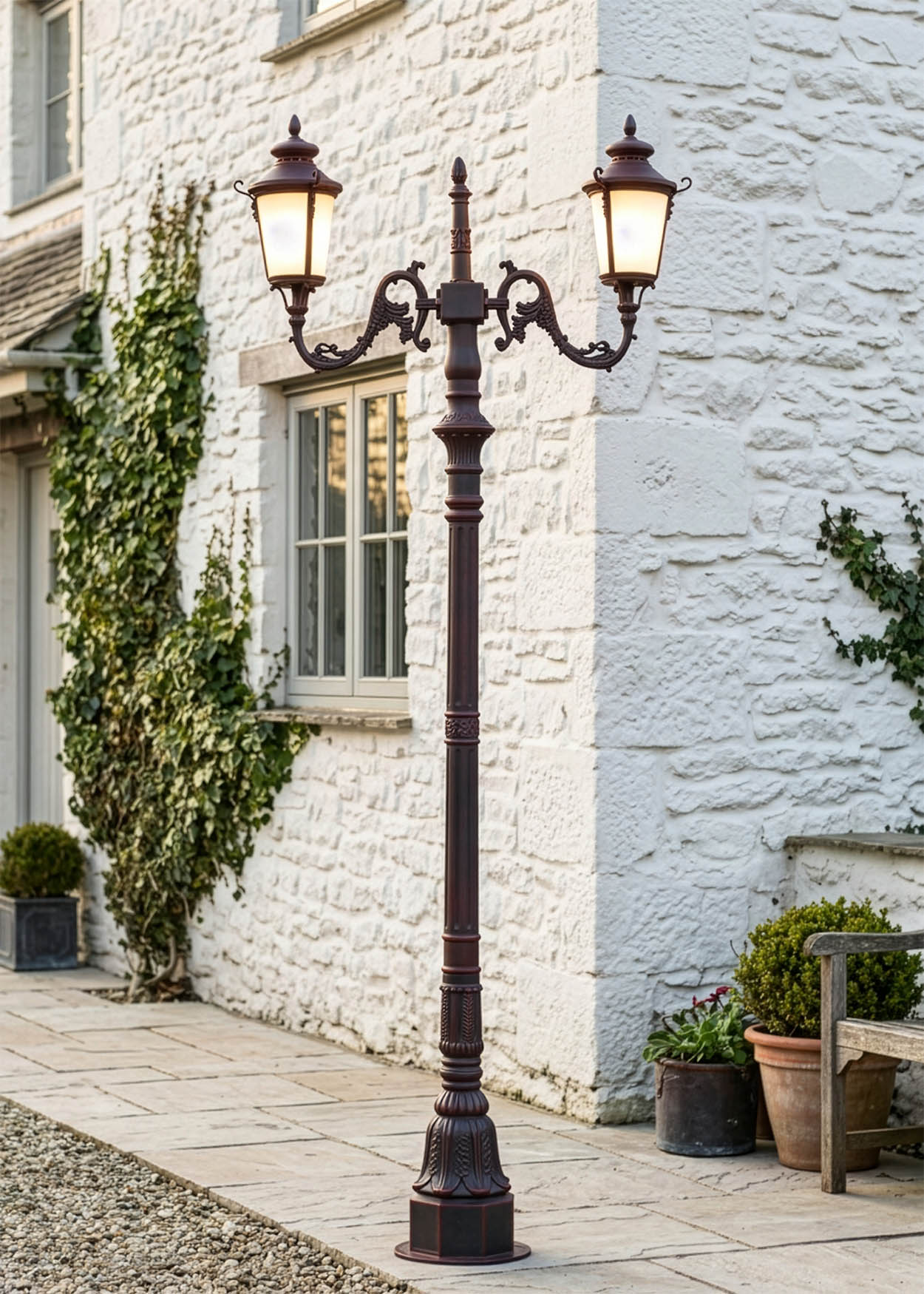 'LEVERINGTON' DOUBLE HEADED VICTORIAN LAMP POST IN RED Digital Illustration