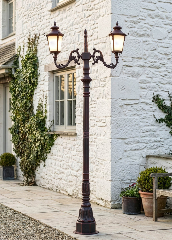 'Leverington' Double Headed Victorian Lamp Post In Red