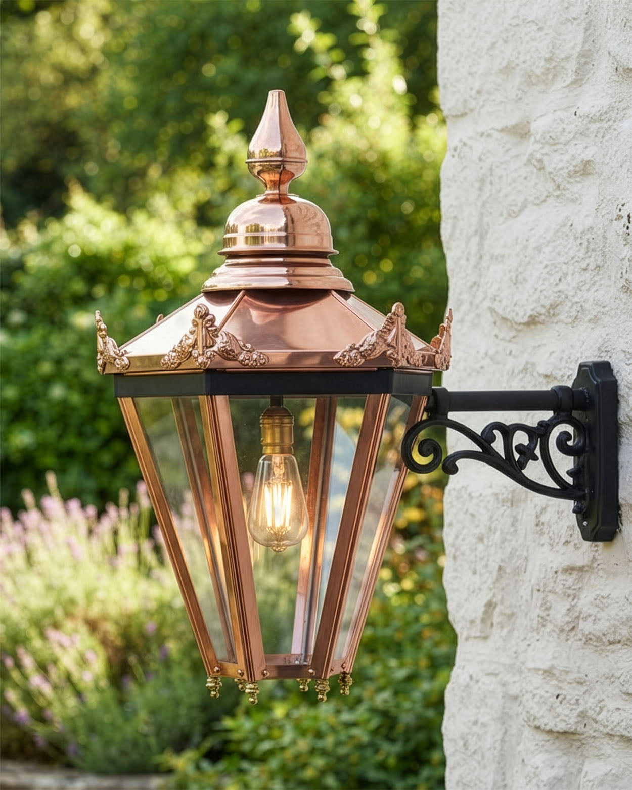 'Horwood' Copper Hexagonal Lantern With Bracket Digital Illustration