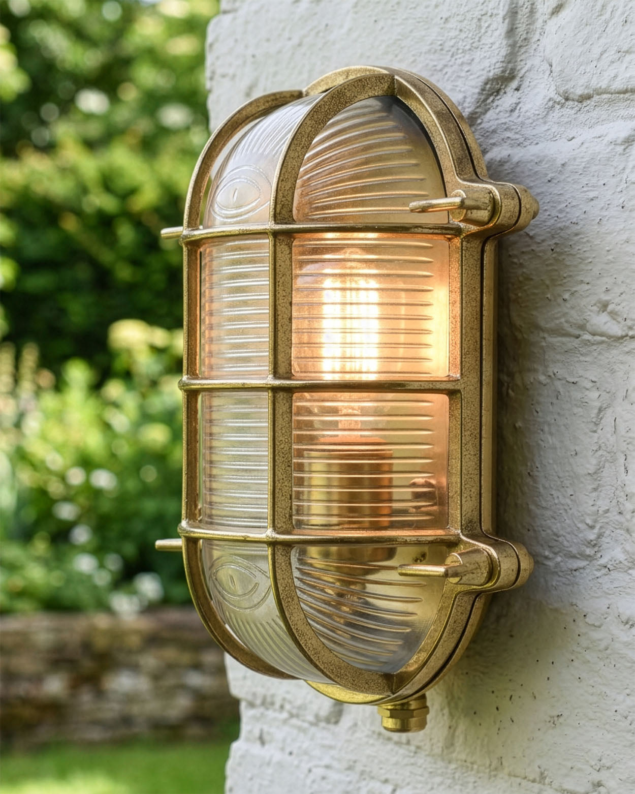 'Tynemouth' Antique Brass Bulkhead Outdoor Wall Light Digital Illustration