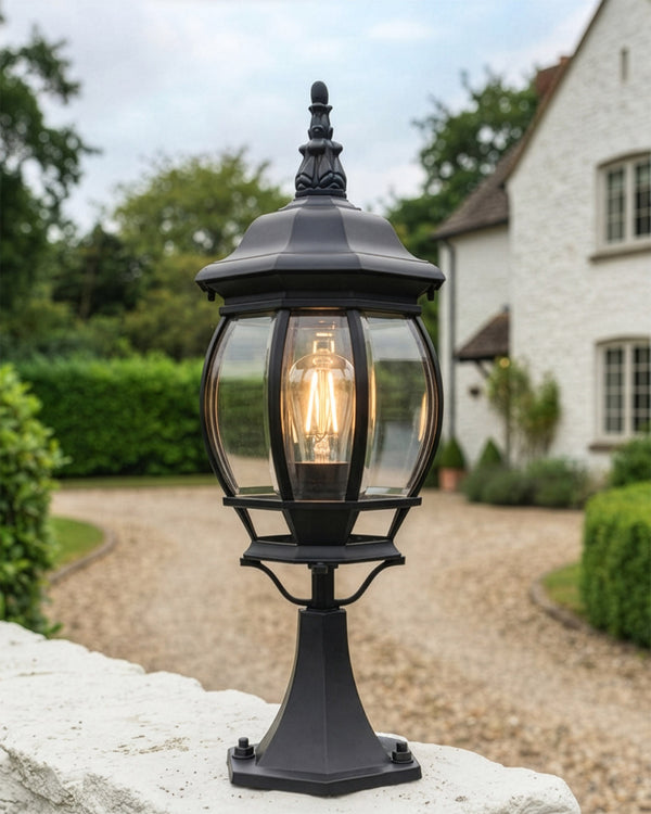 'Ascot' Black Medium Pillar Light