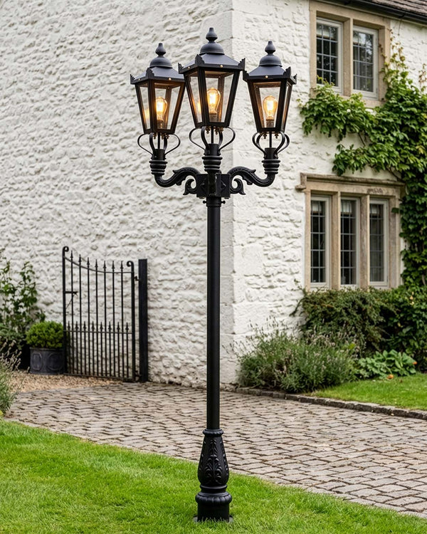 “Holyrood” 2.3m Triple Headed Black Victorian Lamp Post