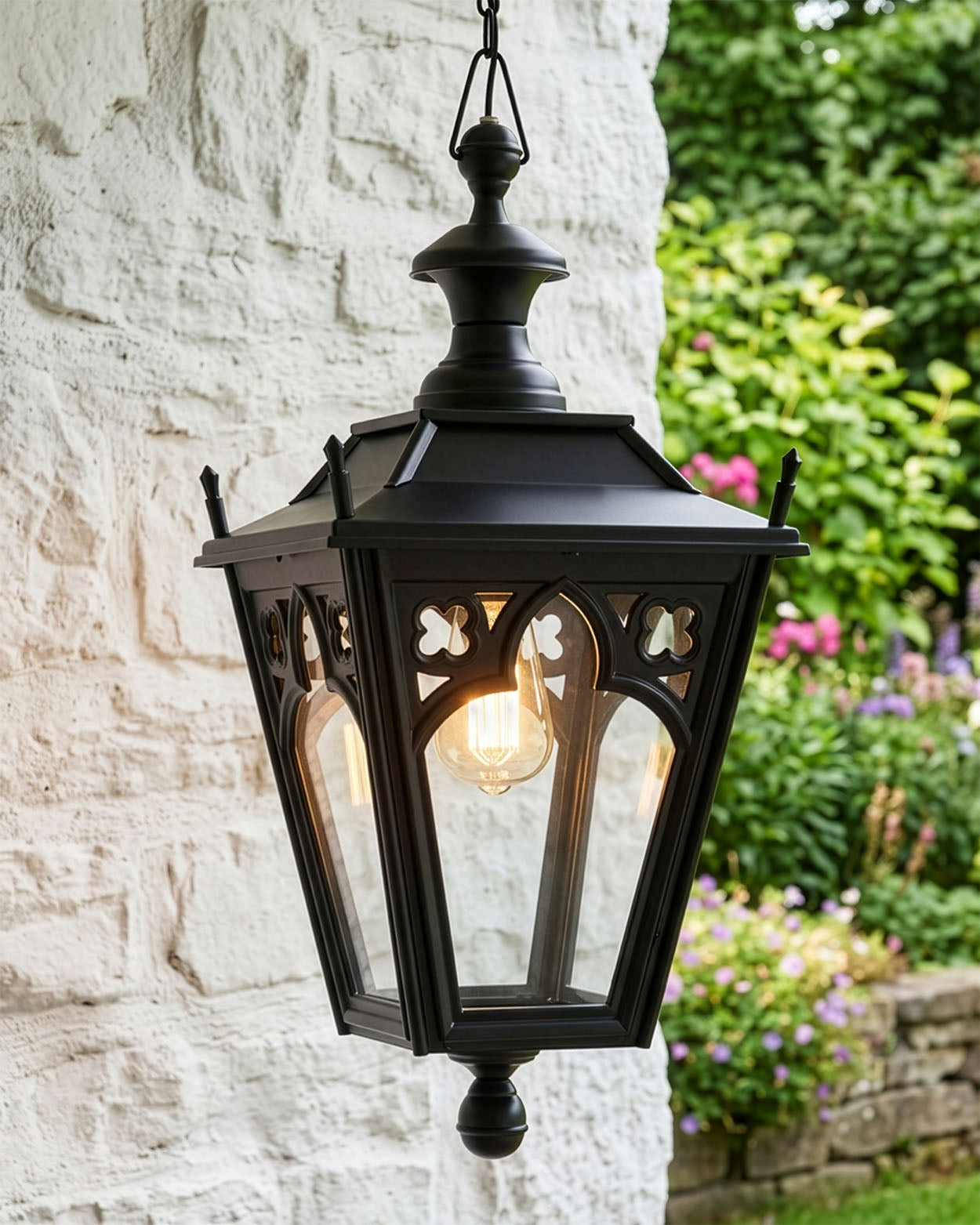 Black 'Canterbury' Chain Hanging Lantern Digital illustration