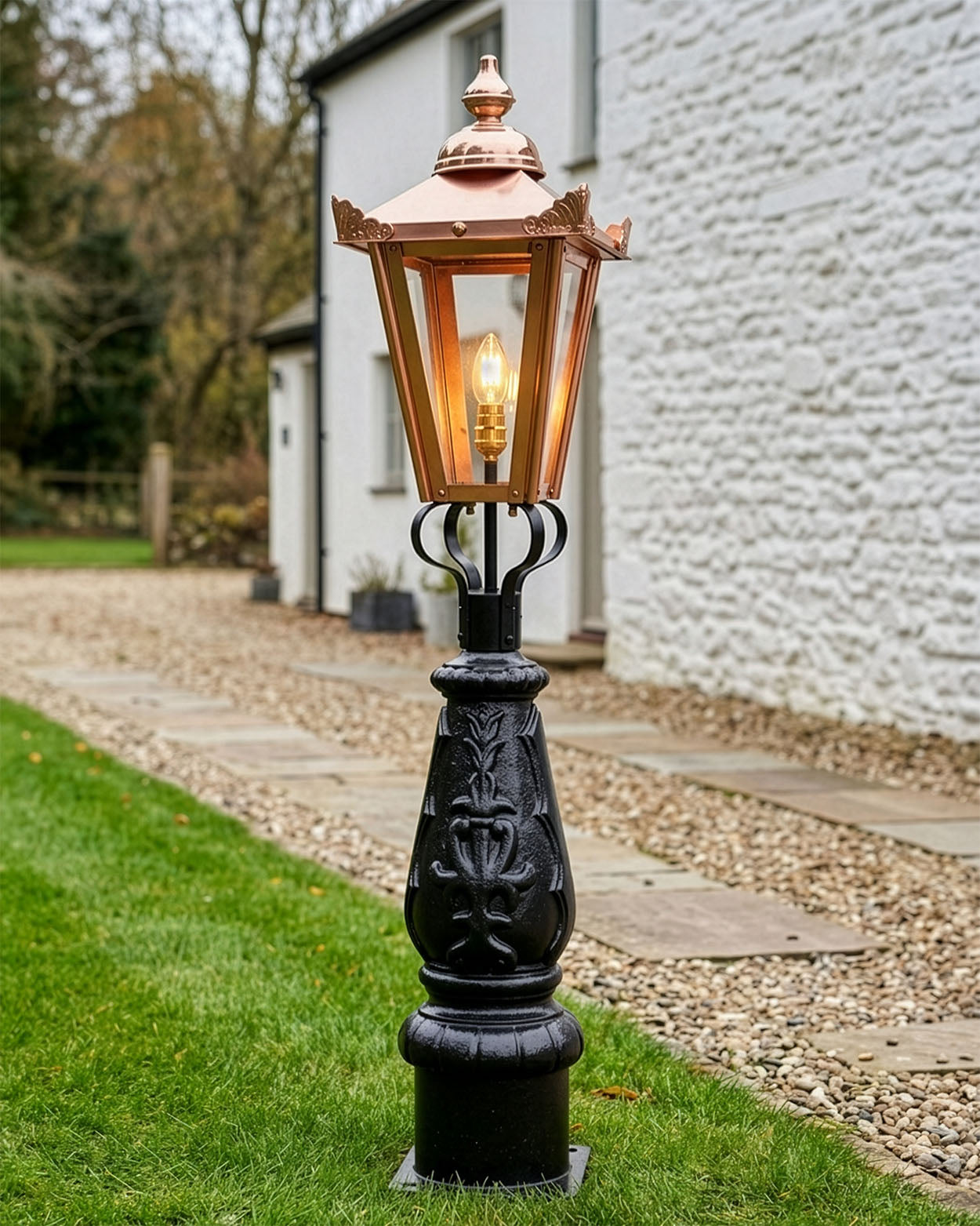 Copper Victorian Garden Post Light Digital Illustration