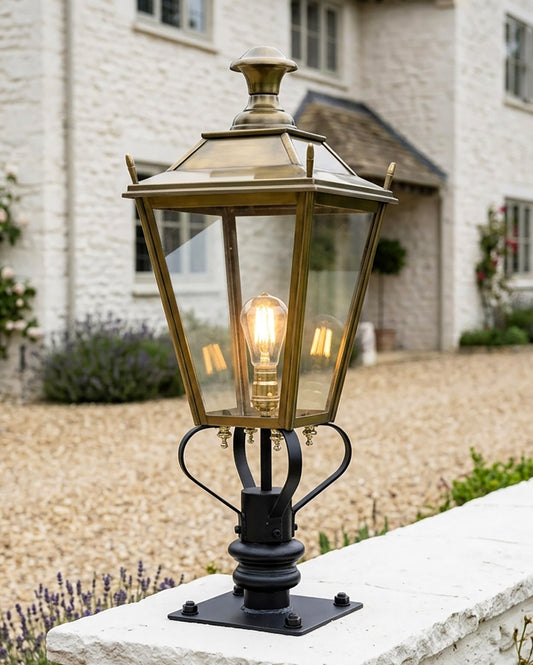 Antique Brass Dorchester Pillar Post Light - 71cm Digital illustration