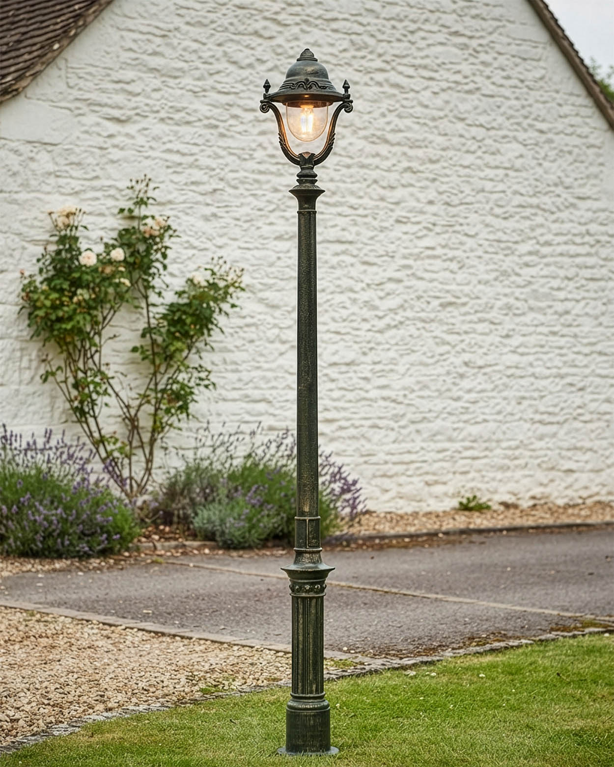 2.5m Olive Green Gothic Cast Iron Lamp Post Digital Illustration