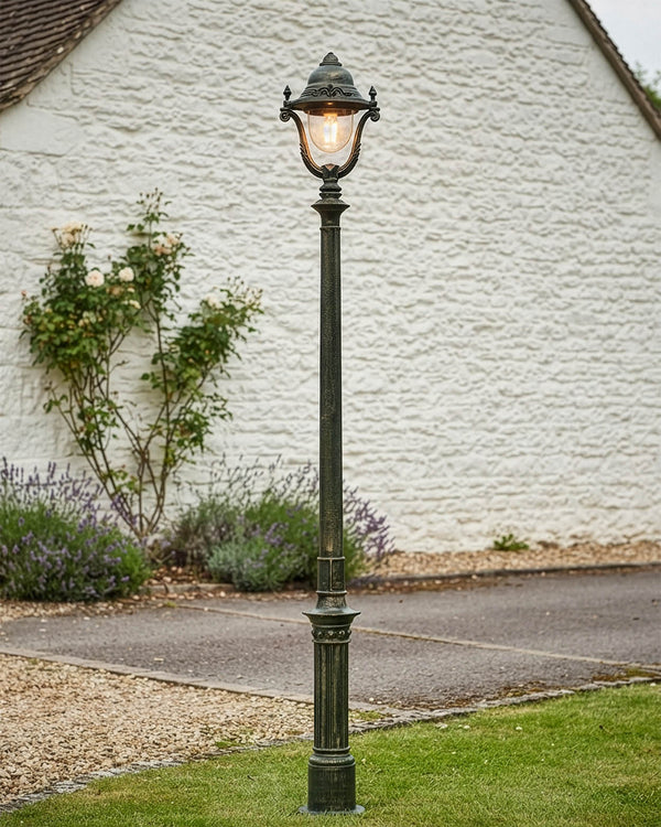 2.5m Olive Green Gothic Cast Iron Lamp Post