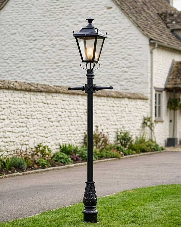 Black Dorchester Traditional Lamp Post Set 2.3m