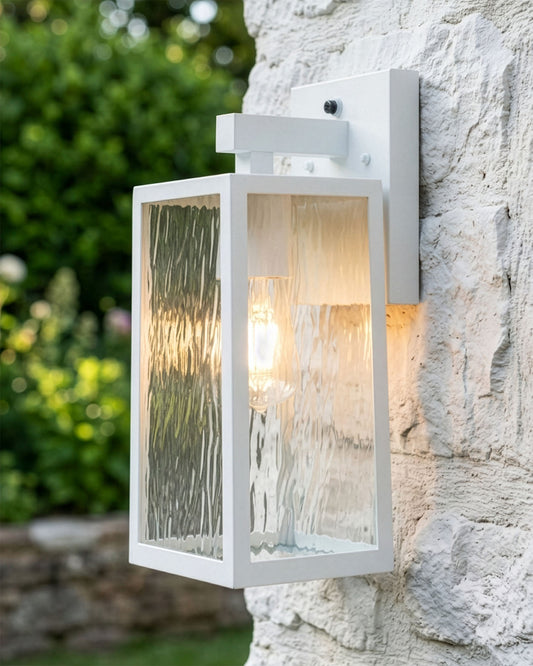 'Boîte' Dimpled Glass White Wall Light Digital Illustration
