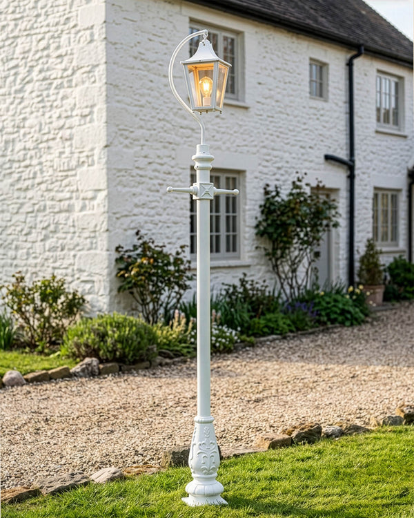 Large Swan Neck Lamp Post in White