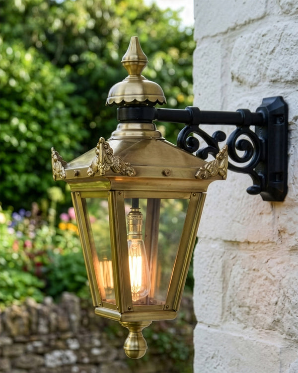 'Padworth' Standard Antique Brass Top Fix Wall Light