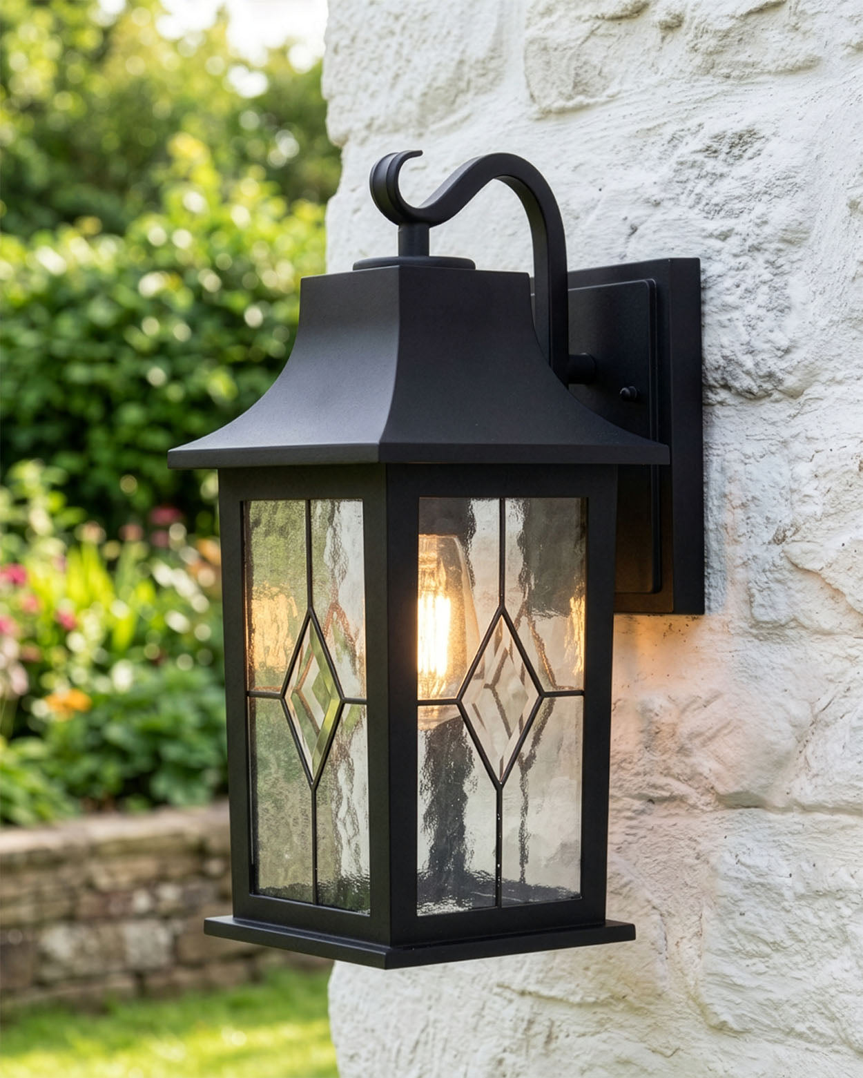 Black Traditional Rectangular Top Fix Wall Light Digital Illustration