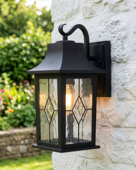 Black Traditional Rectangular Top Fix Wall Light Digital Illustration