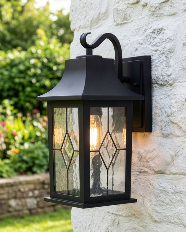 Black Traditional Rectangular Top Fix Wall Light