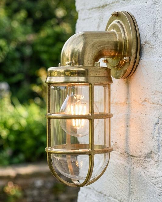 'Whitby' Antique Brass Bulkhead Outdoor Wall Light Digital Illustration