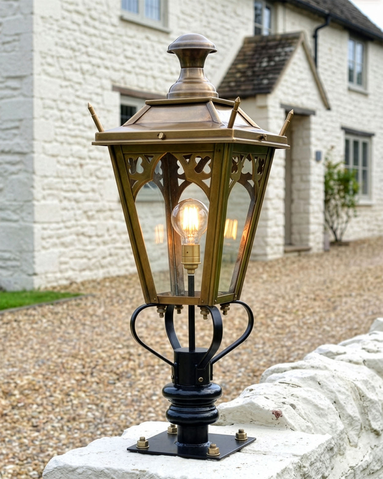 Antique Brass Canterbury Entrance Light - 81cm Digital Illustration