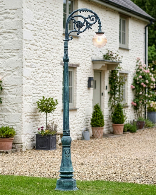 2.5m Antique Blue Globe Cast Iron Lamp Post Digital Illustration