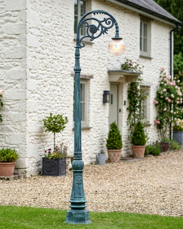 2.5m Antique Blue Globe Cast Iron Lamp Post