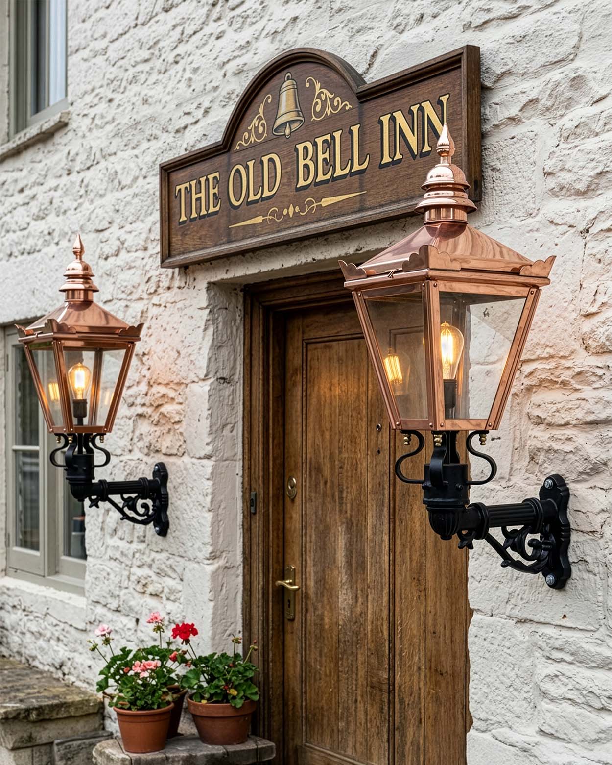 Pair of 'Kensington' Copper Pub Wall Lantern Digital Illustration