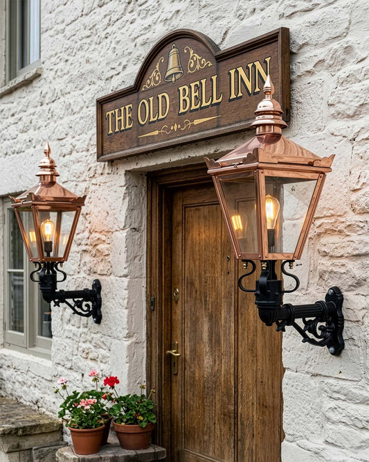 Pair of 'Kensington' Copper Pub Wall Lantern Digital Illustration