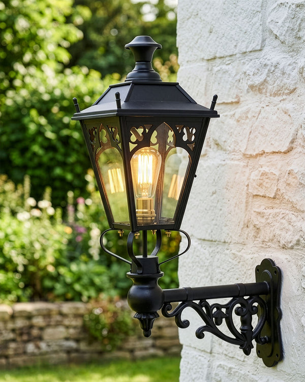Black Deluxe Gothic Wall Light On Ornate Bracket